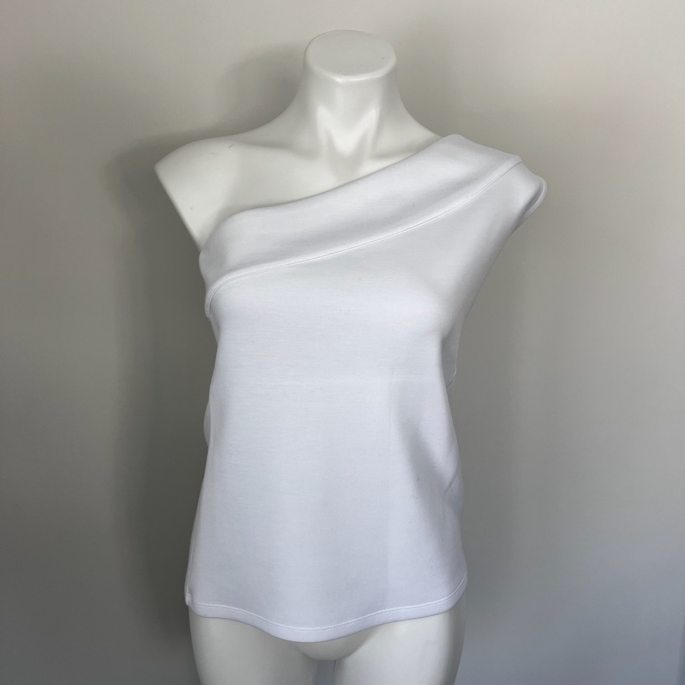 Banana Republic Factory White One-Shoulder Tank Top
